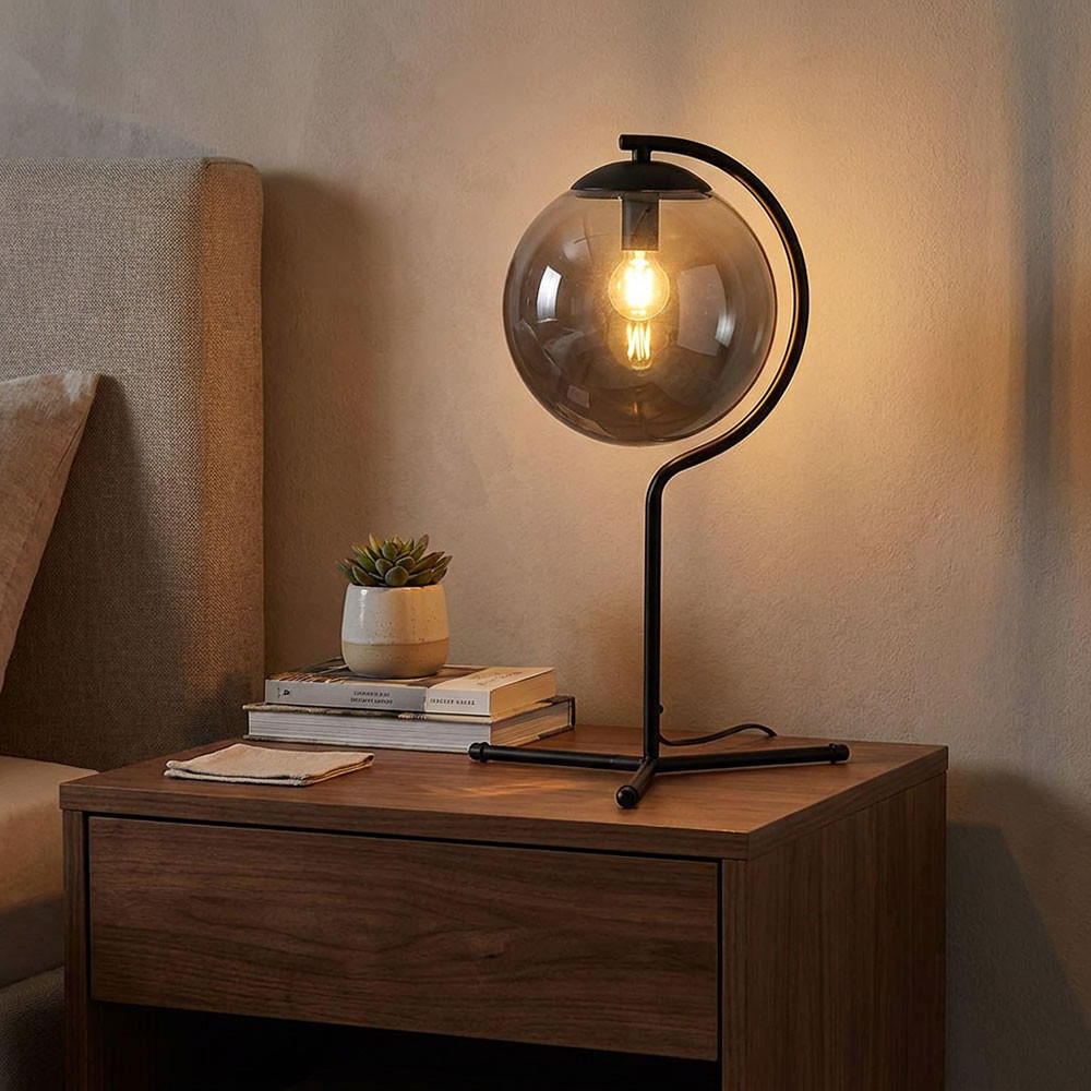 LED TISCHLEUCHTE PORRY Grau Metall Glas - Grau, Glas (35/35/50cm) - Globo Lighting