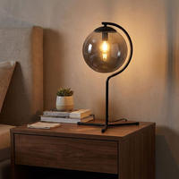 LED TISCHLEUCHTE PORRY Grau Metall Glas - Grau, Glas (35/35/50cm) - Globo Lighting