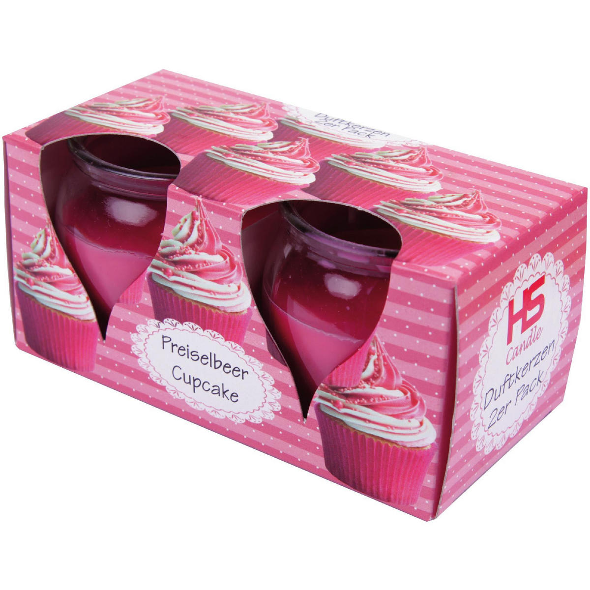 DUFTKERZEN Glas 10er-Pack Preiselbeer Cupcake - Pink, Glas (6/6cm)
