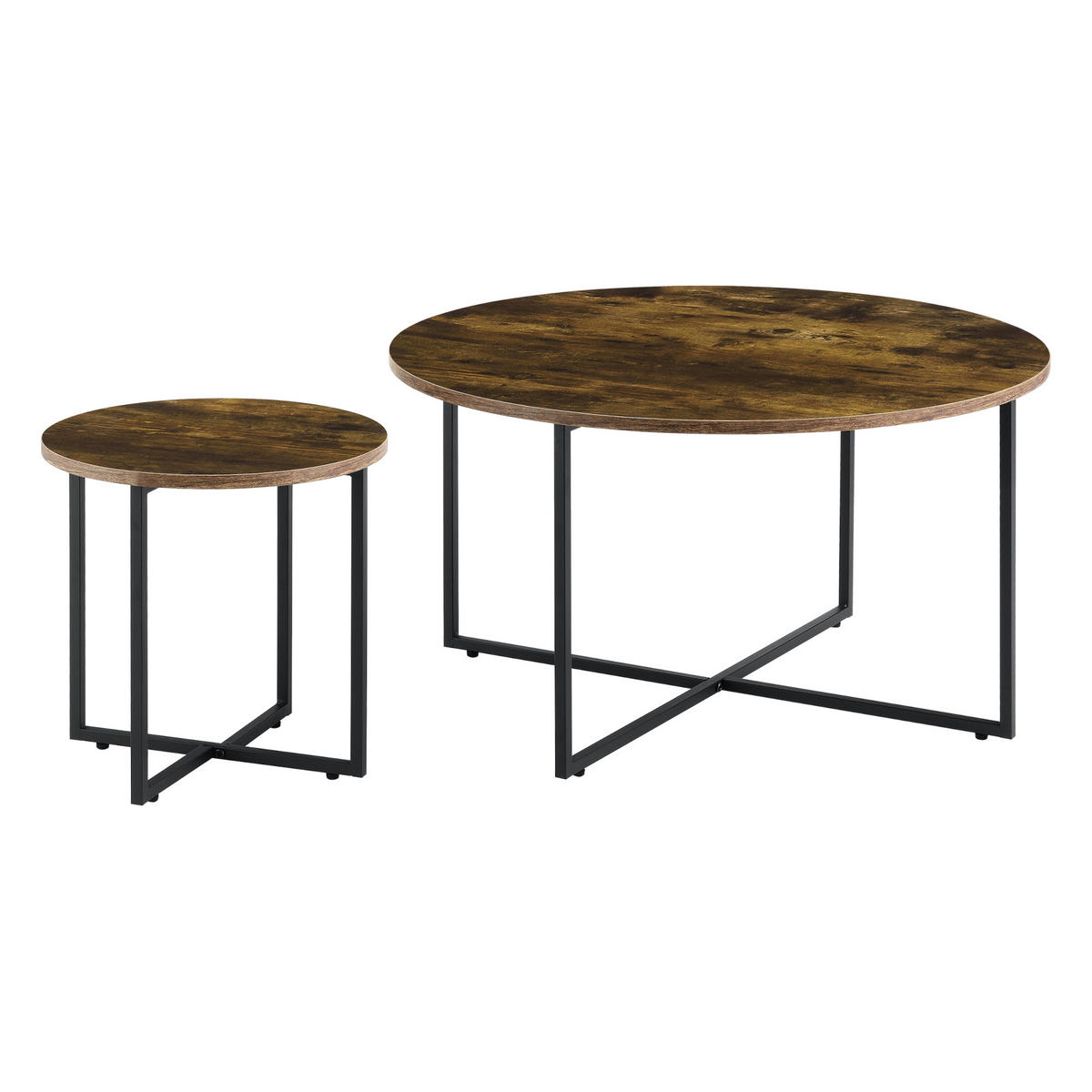 TISCH Härjedalen SET 2-teilig 80/80/45 - Braun, Metall (80/80/45cm) - [en.casa]