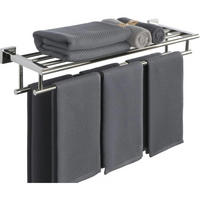 HANDTUCHHALTER Wand 70 cm Edelstahl Poliert mit Ablage - Grau, Metall (20/13/70cm)