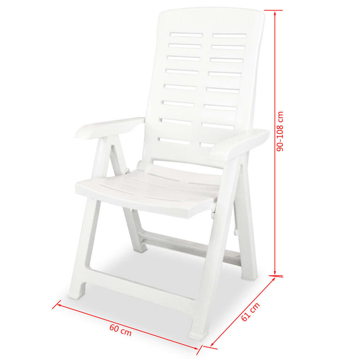 GARTENSTÜHLE Verstellbare 2er Set Kunststoff Weiss - Weiß, Kunststoff (60/108/61cm) - vidaXL
