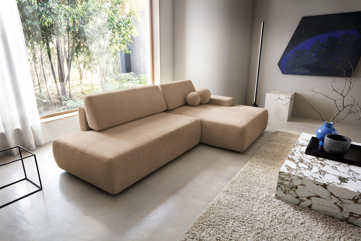 ECKSOFA 275 cm mit Schlaffunktion Orea O, Rechts, Braun - Braun, Holz (164/276cm) - Emporius