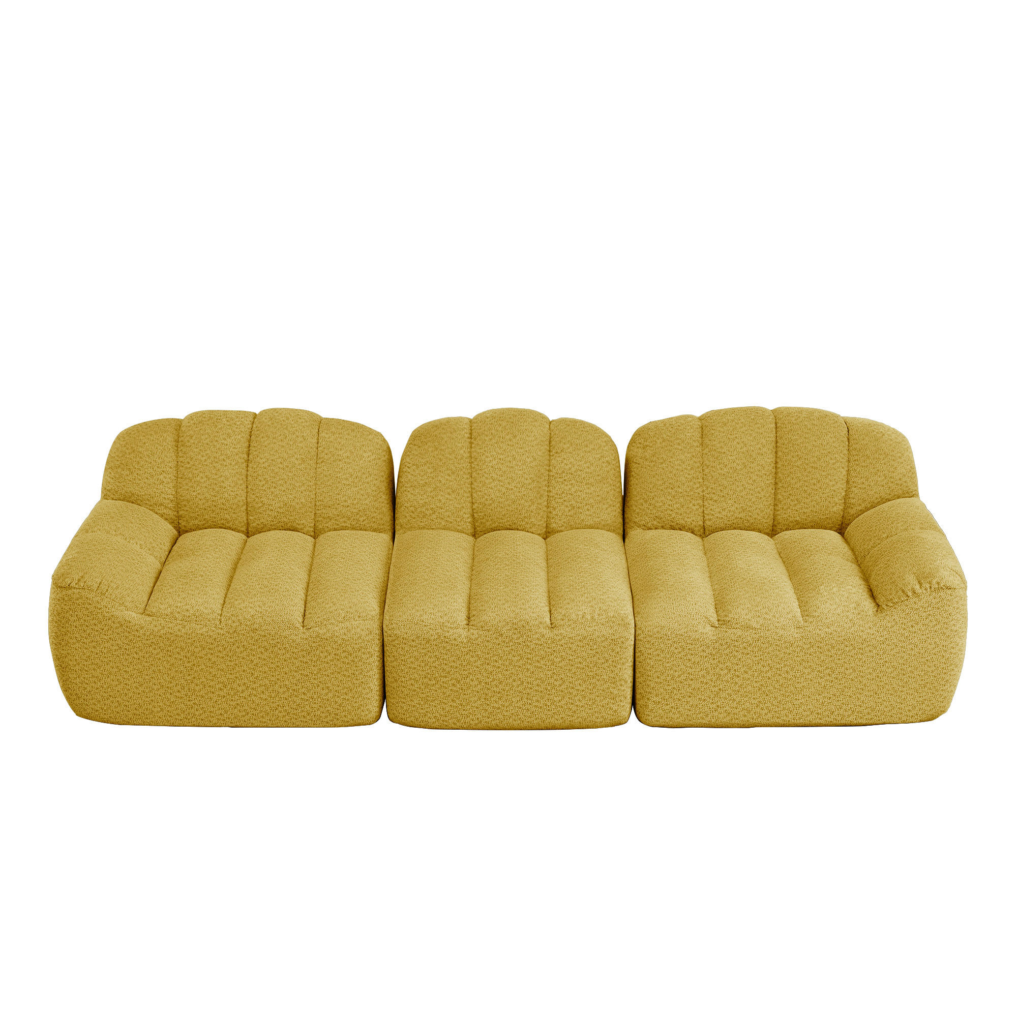 3-SITZER SOFA aus granuliertem Fleece, frameless Lounge-Design ohne Montage - Gelb, Textil (288/79/104cm) - Urban Meuble
