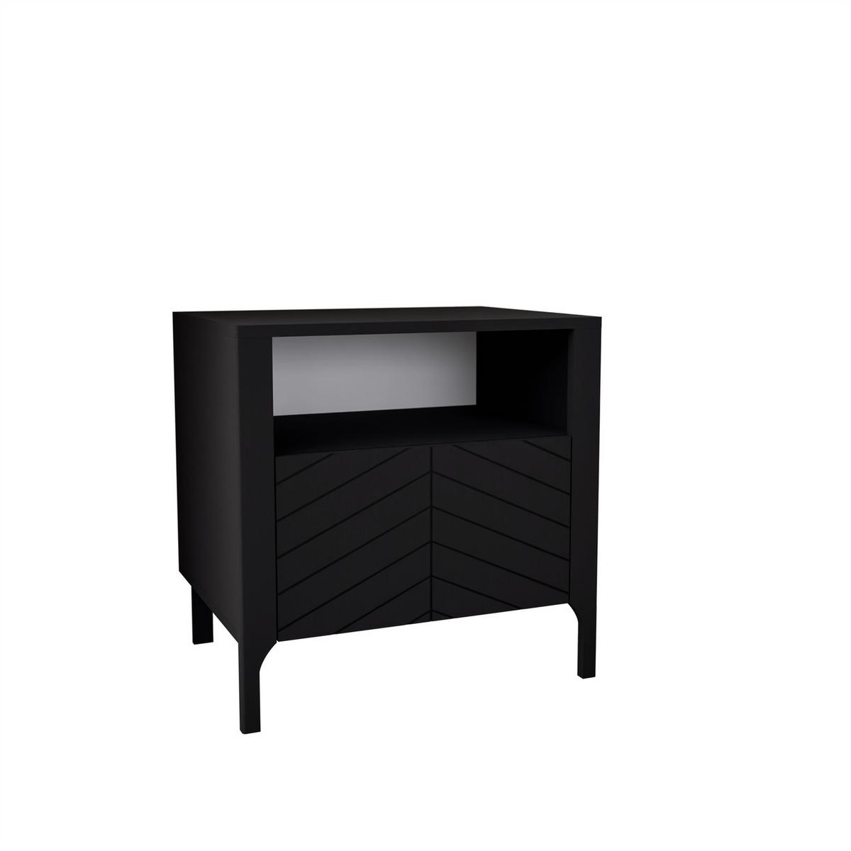 NACHTTISCH LUMI, Schwarz - Schwarz, Holzwerkstoff (54/57/41cm) - Lookway