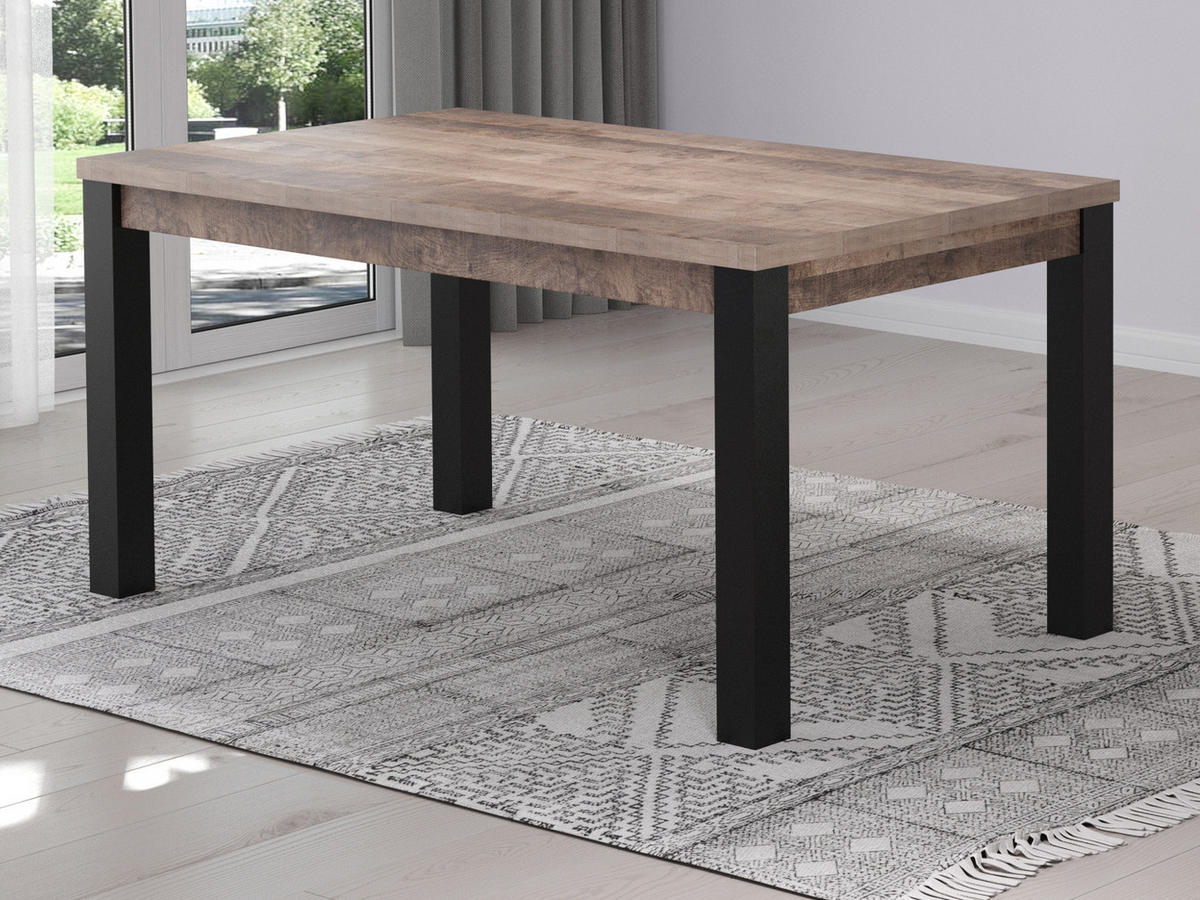 ESSTISCH Eiche Tabak, schwarz, Küchentisch 160 x 90 cm - Eichefarben/Schwarz, Holzwerkstoff (90/160/77cm) - Top.Furn
