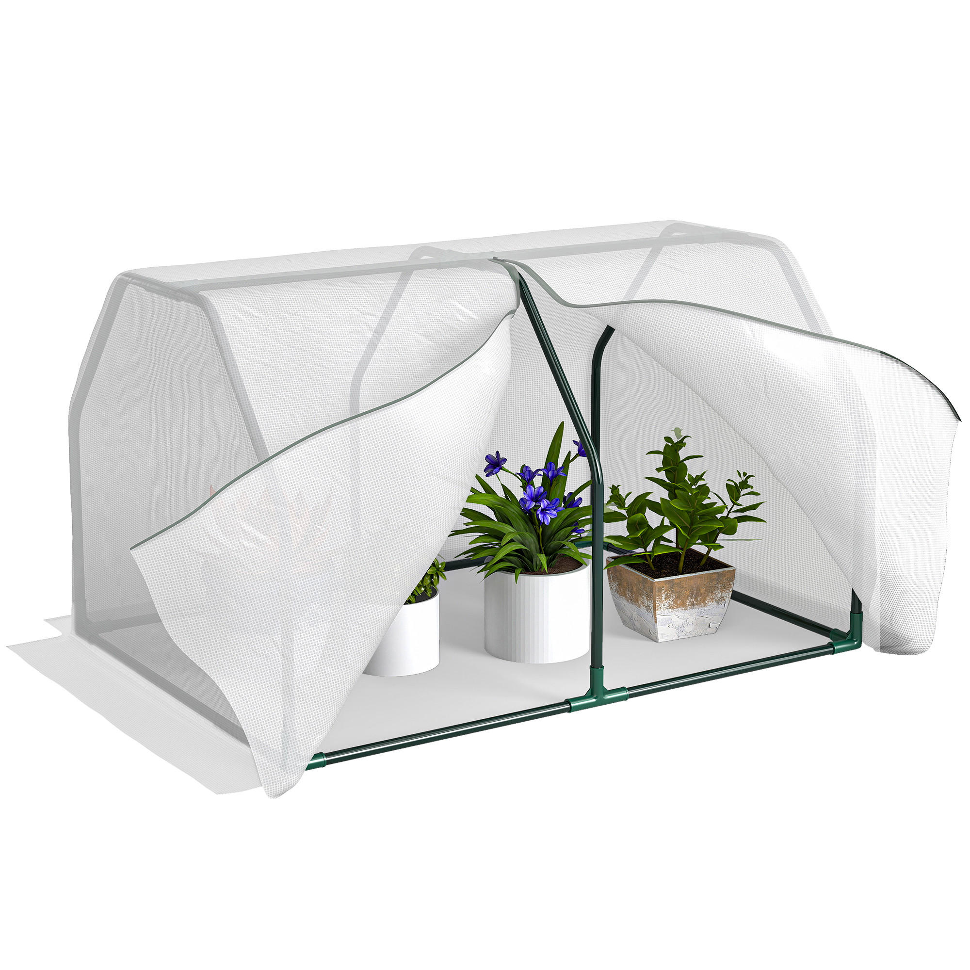 MINI GEWÄCHSHAUS DE-05826 Folientunnel 99/71/60 cm Grün - Weiß, Kunststoff/Metall (71/60/99cm) - ComfortXL