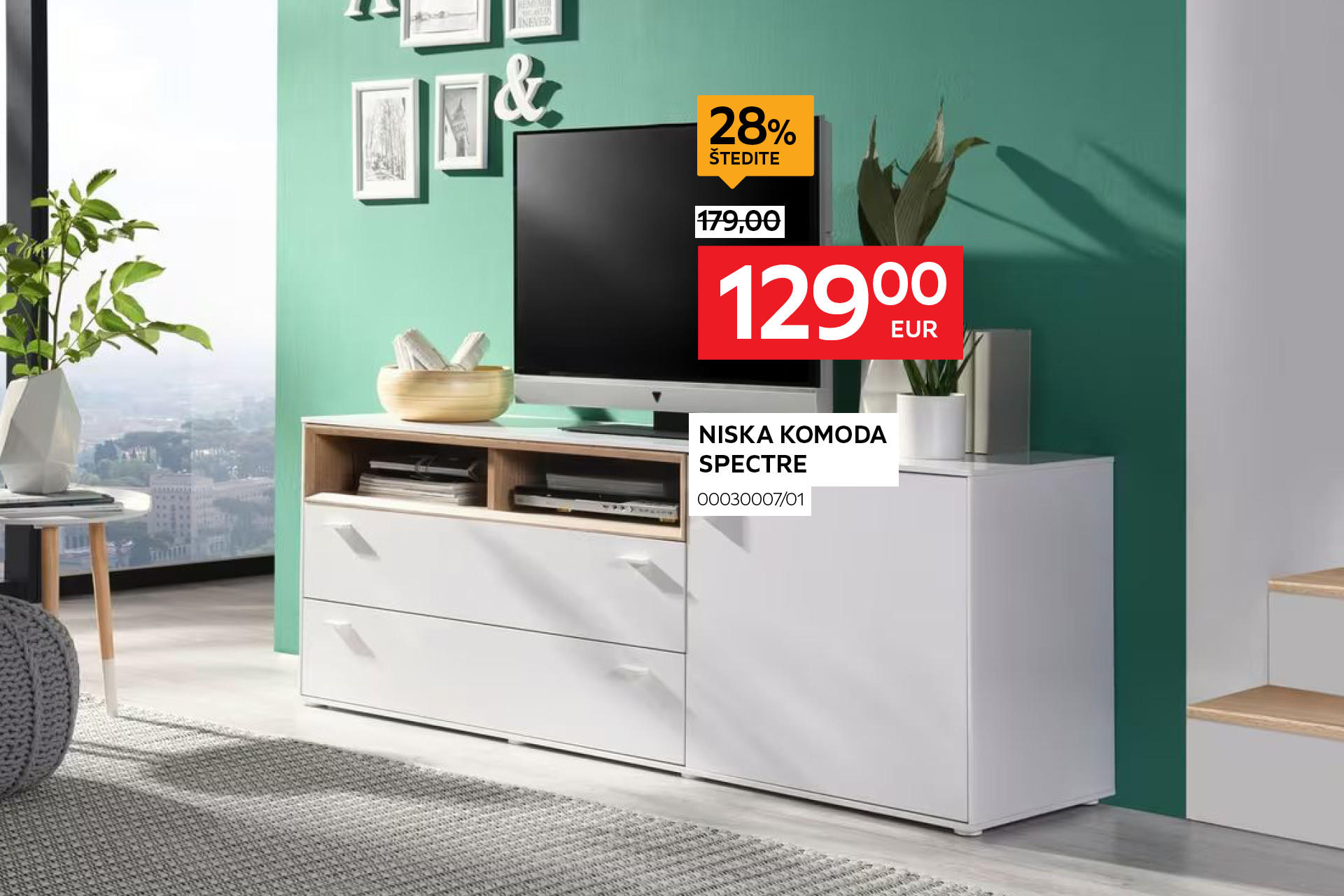 niska komoda Spectre 00030007/01 umjesto 179,00 € nova cijena 129,00 € Štedite 28%