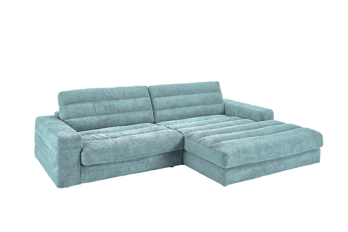ECKSOFA LANA SOFA Hellblau Cord - Schwarz/Hellblau, Textil (296/205cm) - KAWOLA