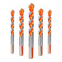 BOHRER - 5-teiliges Set (6/6/8/10/12 mm) - geeignet für Beton, Glas und andere Materialien. - Orange, Metall (1.2/1.2/12.1cm) - DCA