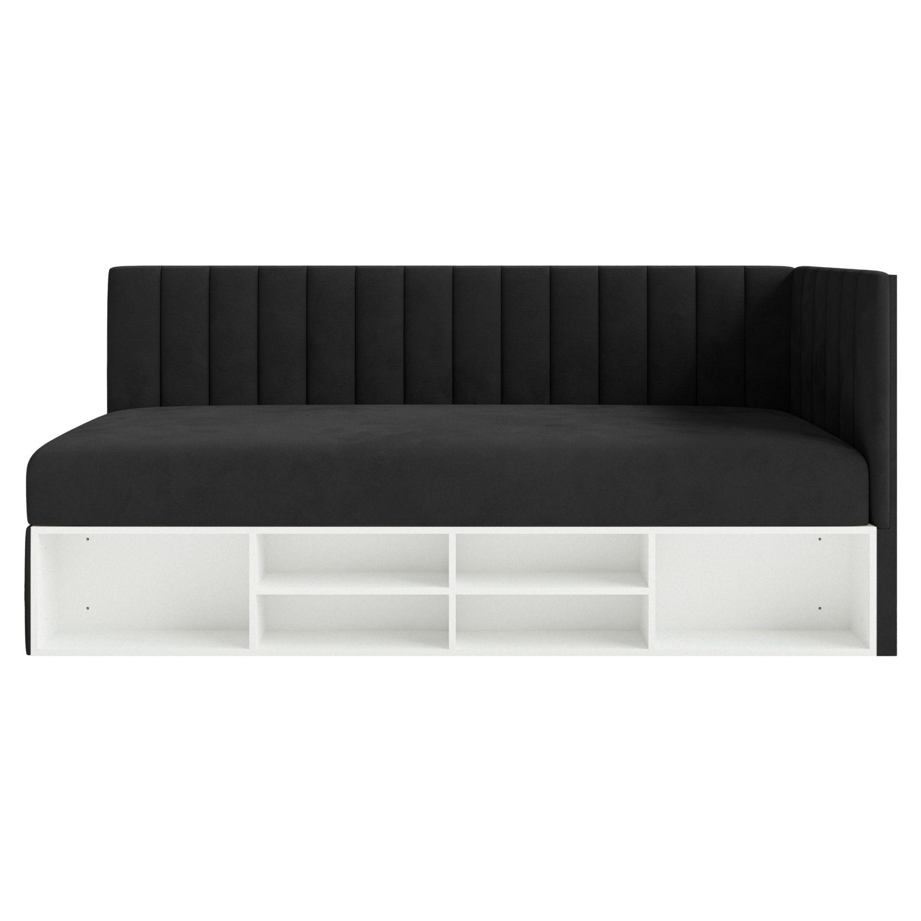 JUGENDBETT Ventrio Schwarz Easy-Clean-Samtbezug 90x200 cm - Schwarz, Holz/Textil (90/200cm) - Selsey