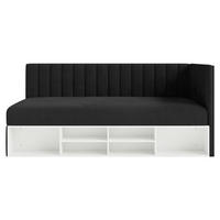 JUGENDBETT Ventrio Schwarz Easy-Clean-Samtbezug 90x200 cm - Schwarz, Holz/Textil (90/200cm) - Selsey