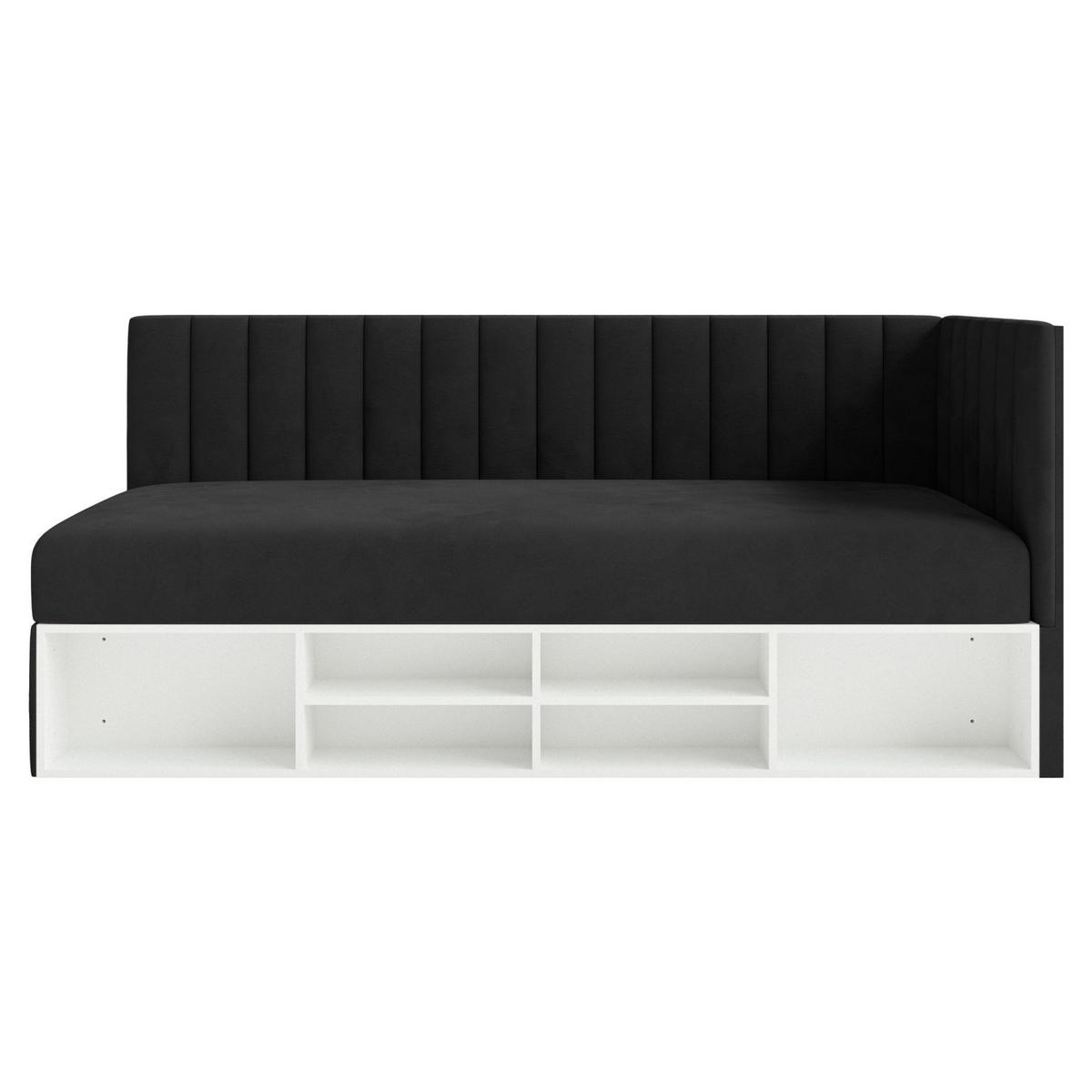 JUGENDBETT Ventrio Schwarz Easy-Clean-Samtbezug 90x200 cm - Schwarz, Holz/Textil (90/200cm) - Selsey