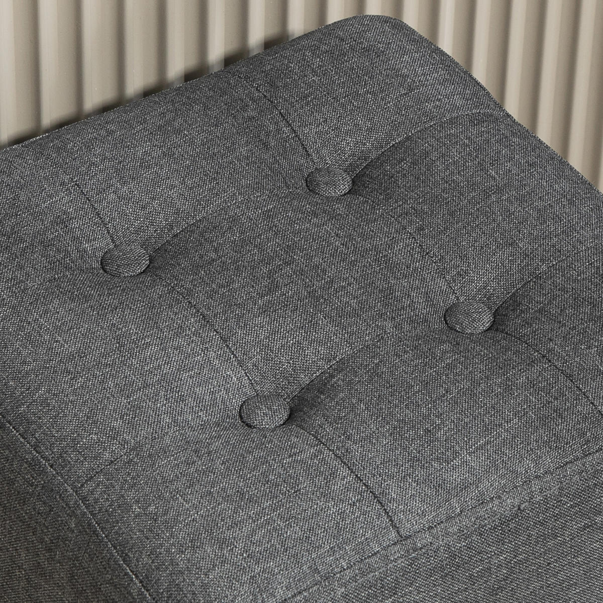 HOCKER DE-16456 mit Seitentasche und Knopfheftung Grau - Grau, Holzwerkstoff (35/35/35cm) - ComfortXL