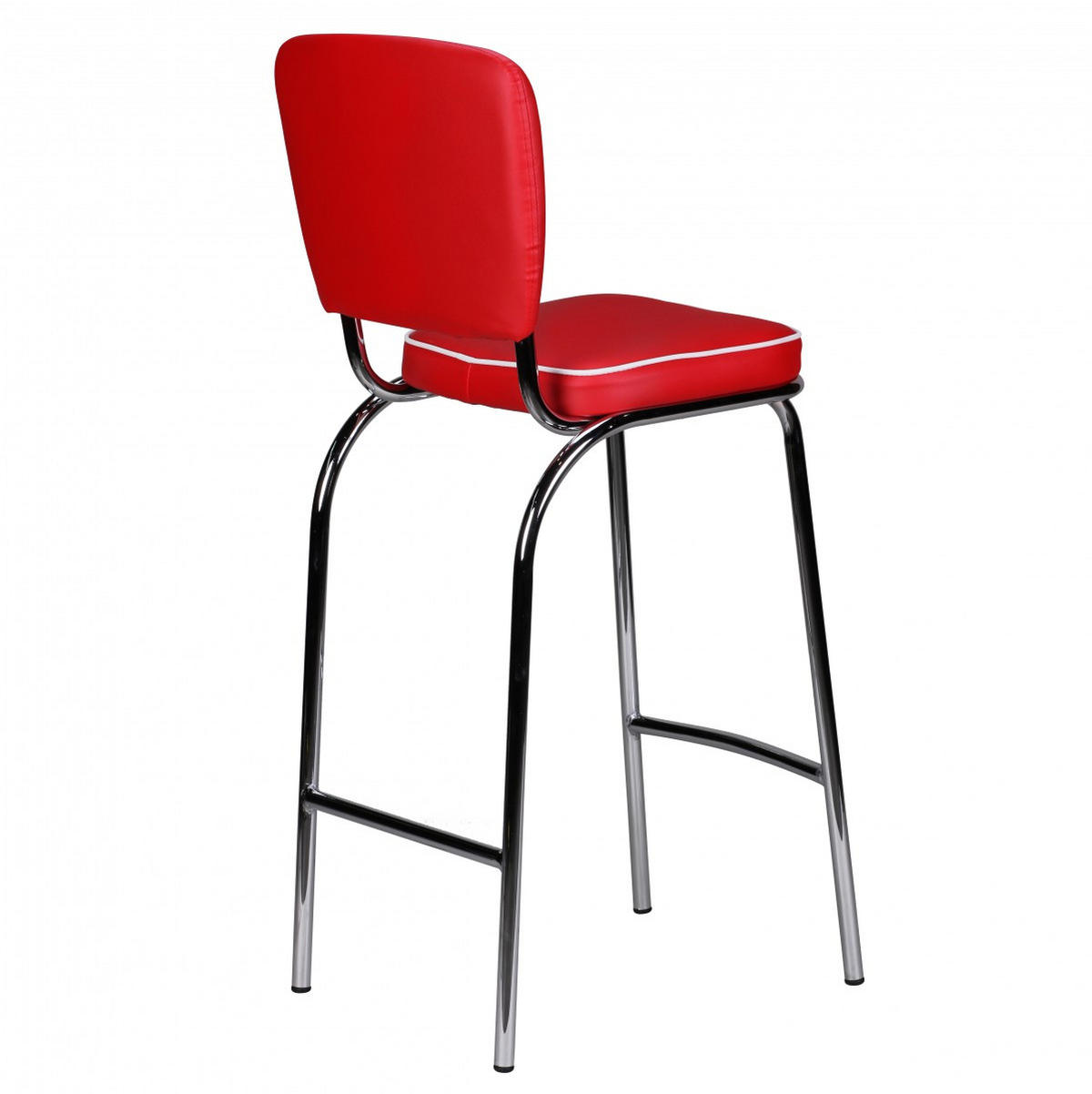BARHOCKER Kunstleder Chromfuß Retro, Rot 40x38x110 cm - Rot/Silberfarben, Kunststoff/Textil (40/110/38cm) - KADIMA DESIGN