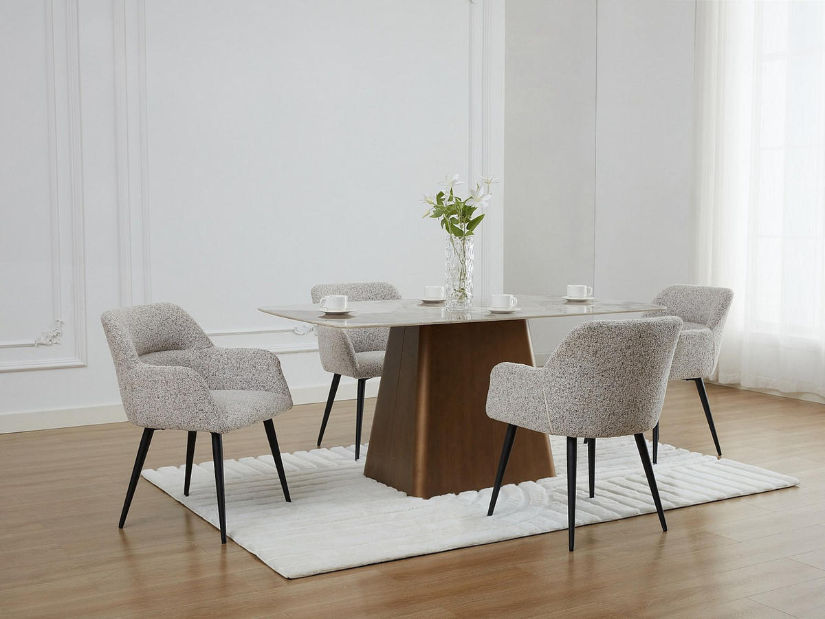 STUHL - 59.5cm x 61cm - Polyester - cremefarben - HEKA - Creme, Textil (59.5/78/61cm) - Vente-Unique