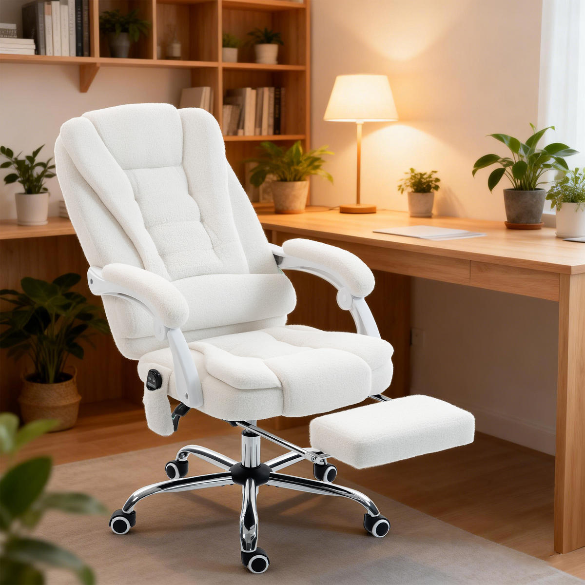CHEFSESSEL DE-11830 Massage & Heizung Weiß - Weiß, Textil (70/119/65cm) - ComfortXL
