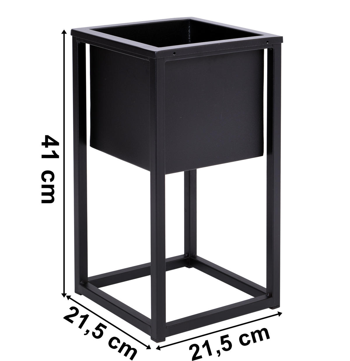 BLUMENSTÄNDER Schwarz 40 cm - Schwarz, Metall (21.5/21.5/41cm) - Mat-Haus