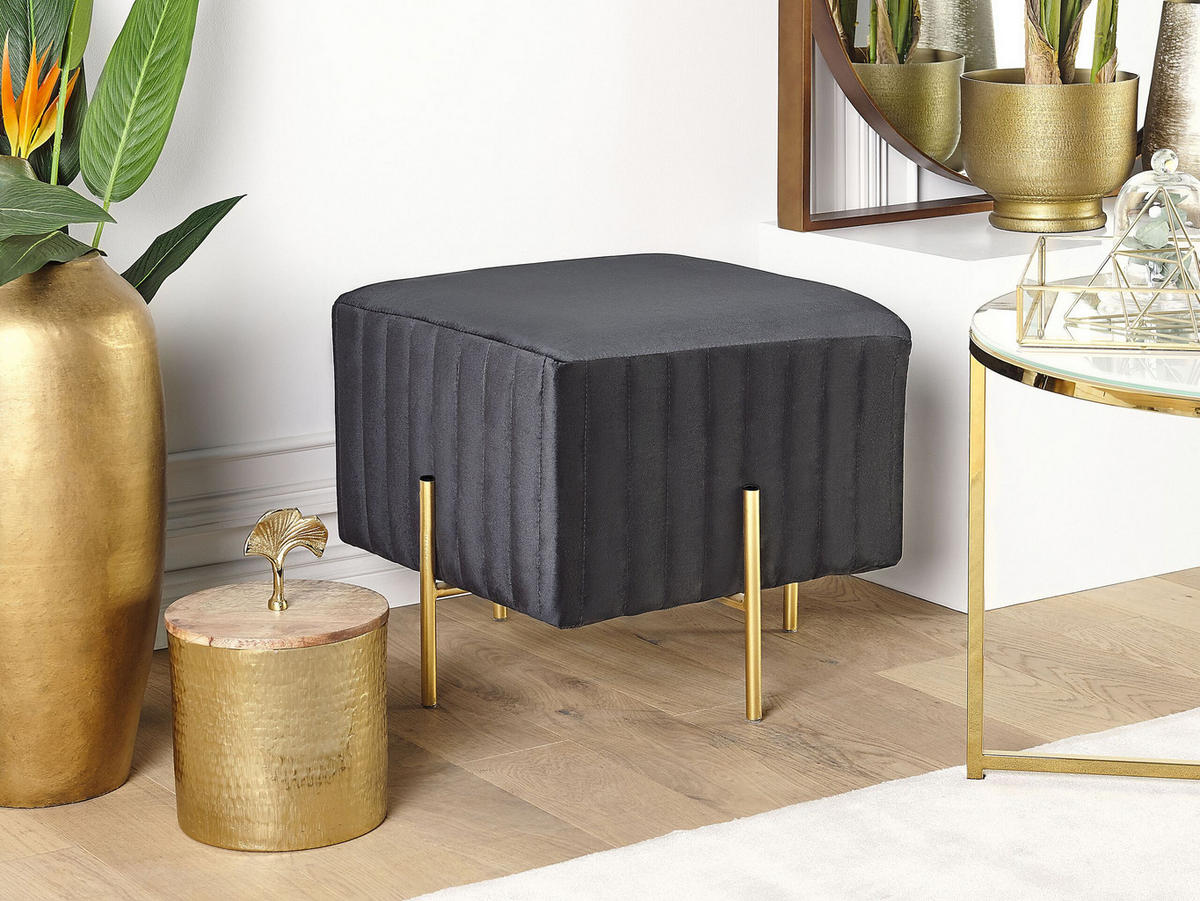 HOCKER Dayton 48/48/41 cm - Schwarz, Textil (48/41/48cm) - Beliani