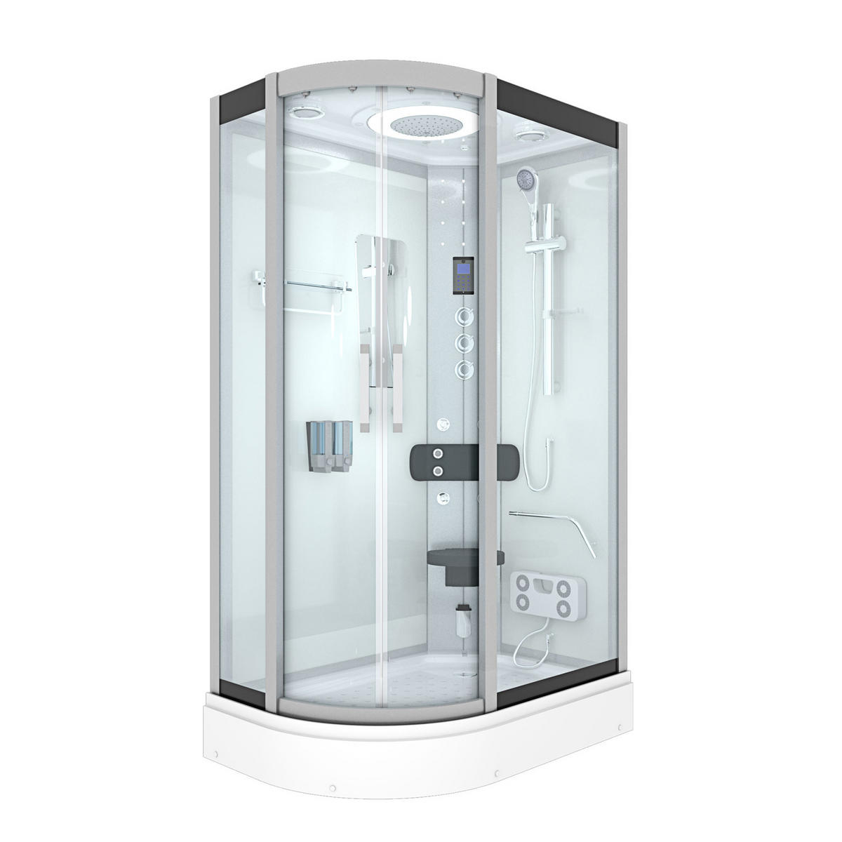 DUSCHE Duschkabine D60-70T1L-EC Weiß 120x80 - Weiß, Glas/Kunststoff (120/80/215cm) - AcquaVapore by Sandra Jentho