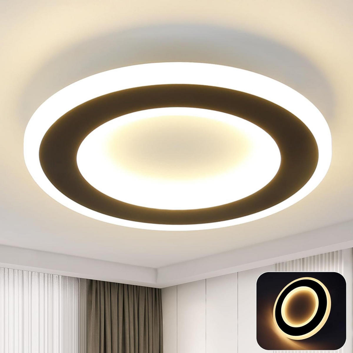 LED-DECKENLEUCHTE Alger 24 cm - Schwarz, Metall (24/24/4cm) - Nettlife