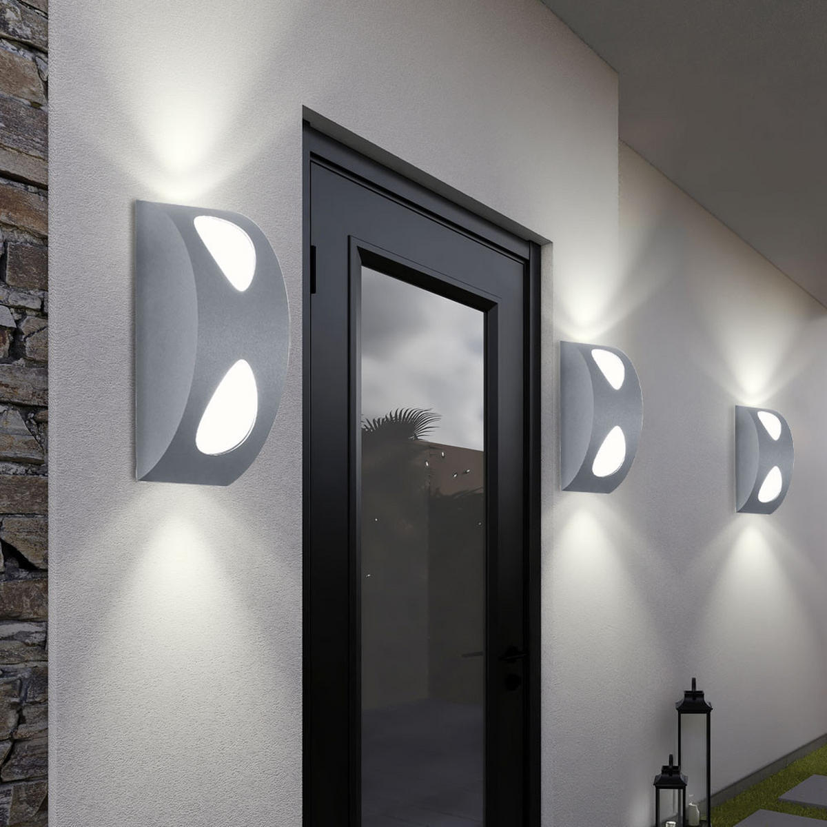 LED AUSSEN-WANDLEUCHTE Alu Silber Weiß - Silberfarben, Metall (7/19/8cm)