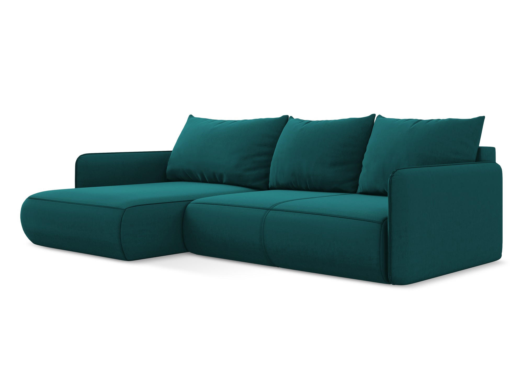 ECKSOFA mit Schlaffunktion Samt Stoff Blau - Blau/Petrol, Kunststoff/Textil (148/240cm) - Makamii