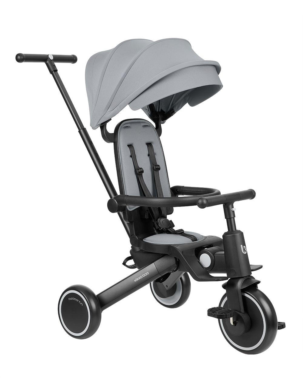 DREIRAD 5 in 1 Trix 2 grau zusammenklappbar, verstellbare Rückenlehne, Gurt - Grau, Metall (54/52/98cm) - Kikka boo