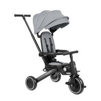 DREIRAD 5 in 1 Trix 2 grau zusammenklappbar, verstellbare Rückenlehne, Gurt - Grau, Metall (54/52/98cm) - Kikka boo