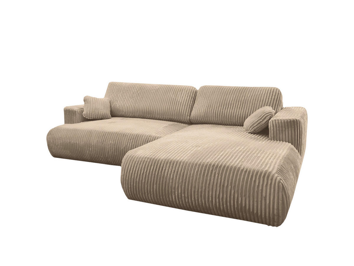 ECKSOFA Luna L rechts Beige aus Cord - Beige, Textil (271/195cm) - KS Home Concept