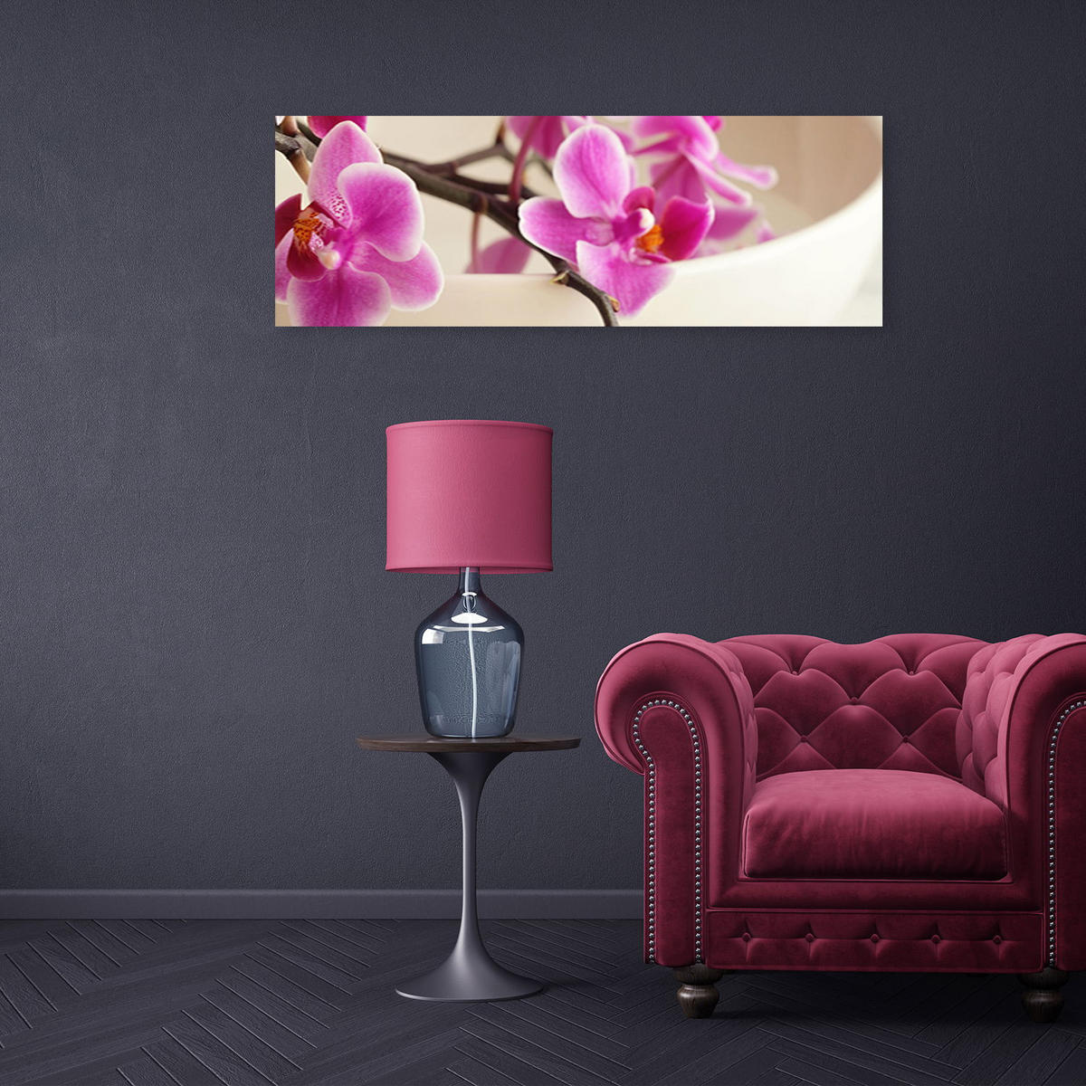 KUNSTDRUCK Rosa 90/30 cm - Pink, Textil (90/30cm) - KUNSTLOFT