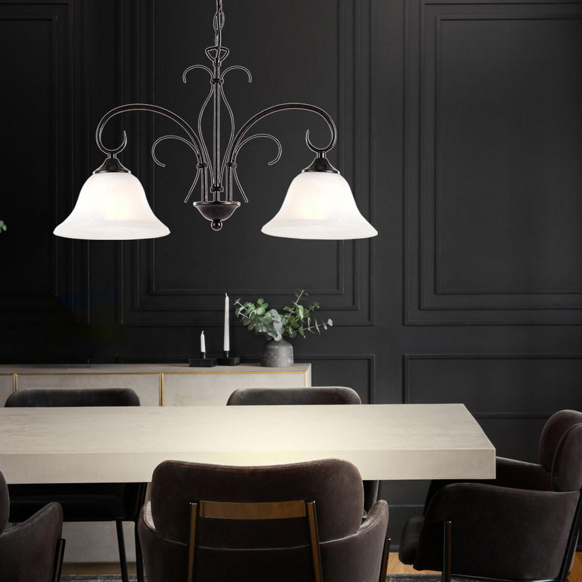 LED HÄNGELAMPE ARIES Rostfarben Braun - Braun, Glas (53.5/19/110cm)