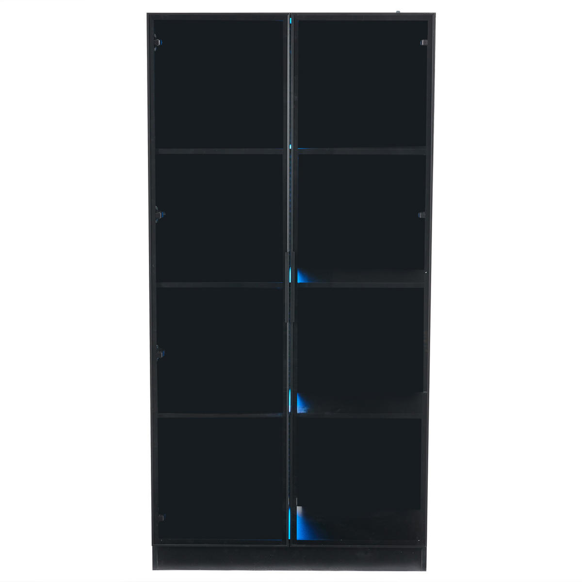 VITRINE aus Spanplatte mit Glastüren und App-LED, 80/40/160 cm, schwarz - Schwarz, Holzwerkstoff (40/160/80cm) - Redom