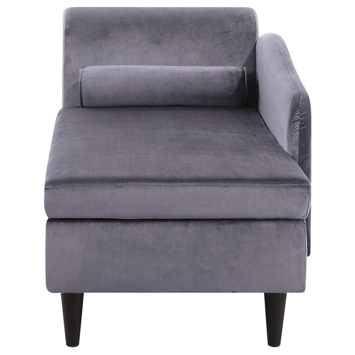 CHAISELONGUE Samtstoff dunkelgrau linksseitig Luiro - Dunkelbraun/Grau, Textil (160/77/70cm) - Beliani