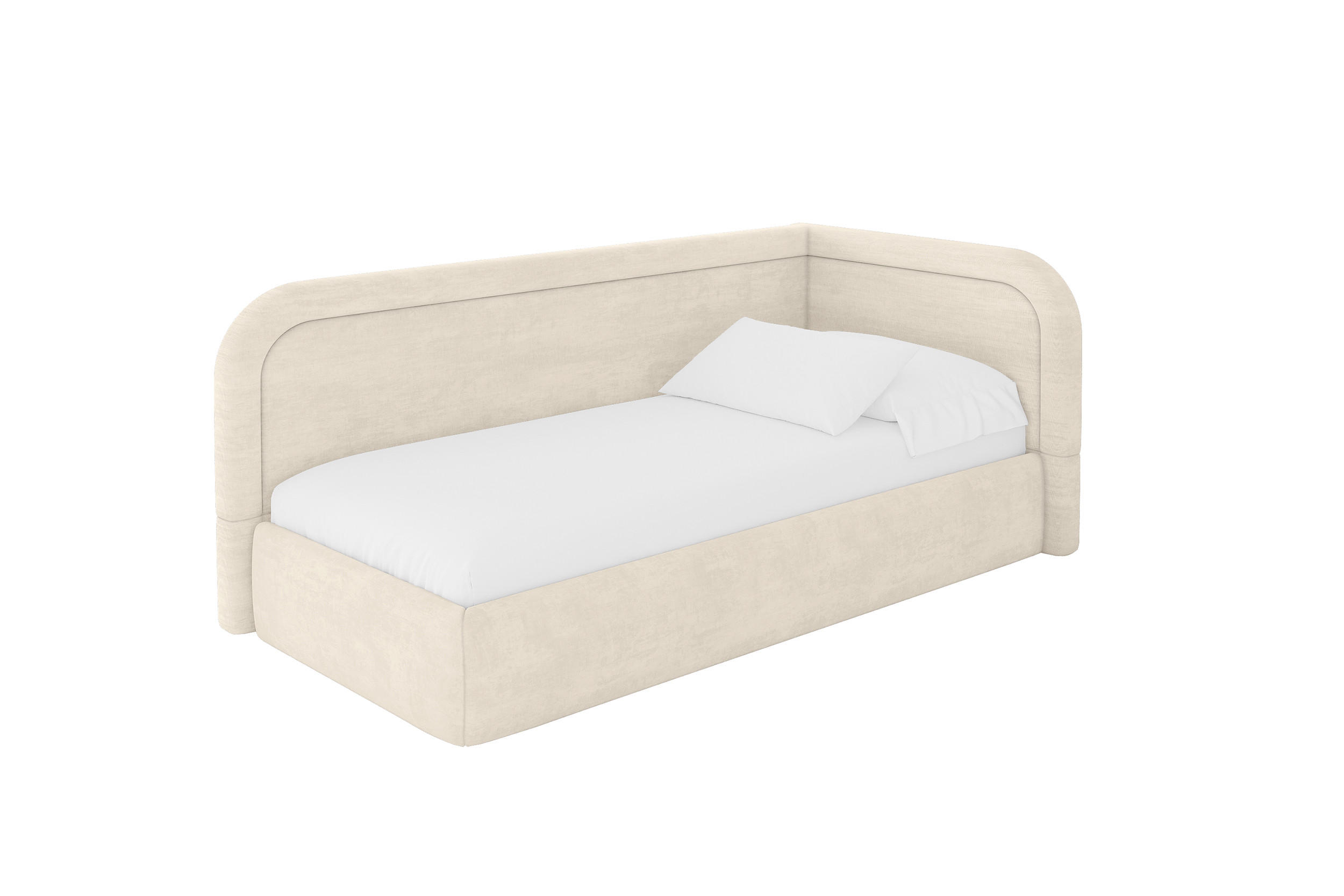 EINZELLBETT Jugendbett mit Bettkasten, Links - JOVY 90x200 Beige - Beige, Holzwerkstoff/Textil (90/200cm) - ALTDECOR