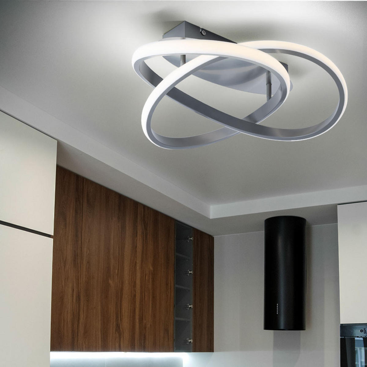 LED DECKENLEUCHTE Course Silber matt - Silberfarben, Metall (45/45/18cm)