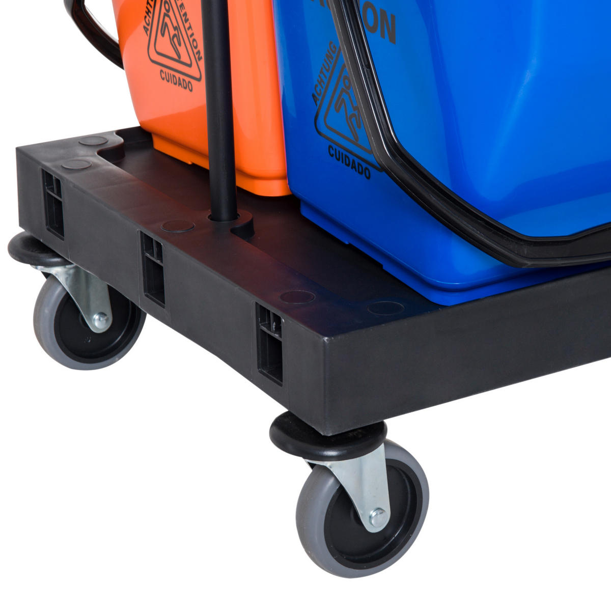 REINIGUNGSWAGEN Metall Kunststoff Schwarz Blau Orange - Schwarz, Kunststoff/Metall (63.3/103/111cm) - HOMCOM