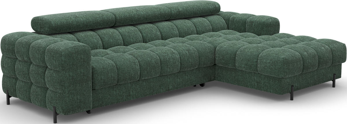 ECKSOFA FELRO mit Schlaffunktion, Bettkasten & verstellbaren Kopfstützen – Modernes Premium-Ecksofa in L-Form - Grün, Kunststoff (181/285cm) - Wohnideebilder