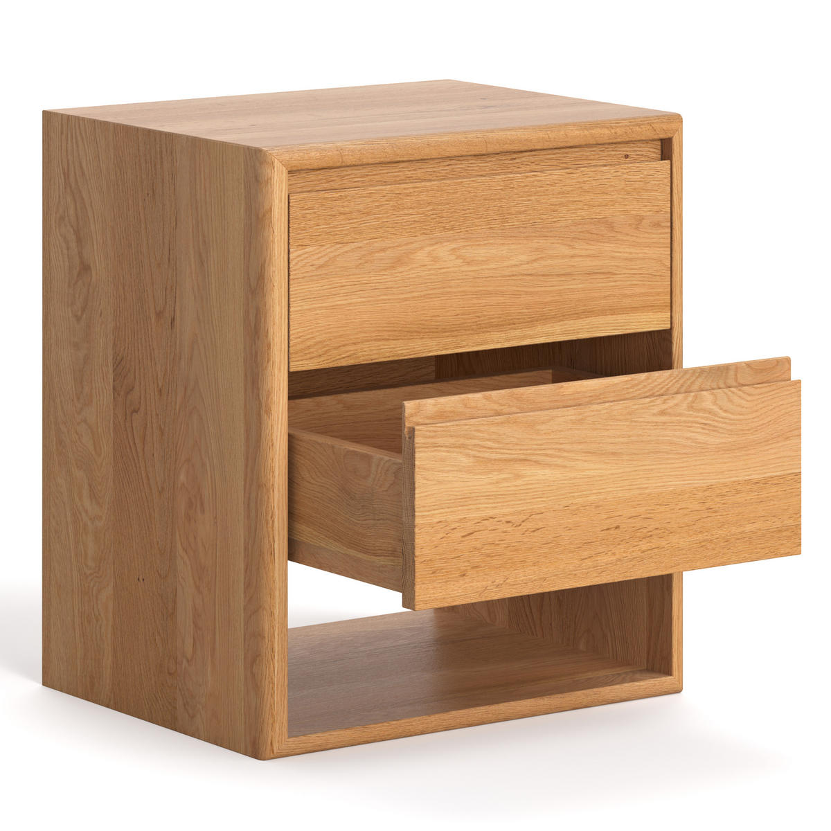 NACHTTISCH Margo aus massivem Eichenholz, Variante A – offener Boden - Eichefarben/Naturfarben, Holz (50/57/40cm) - Danzz