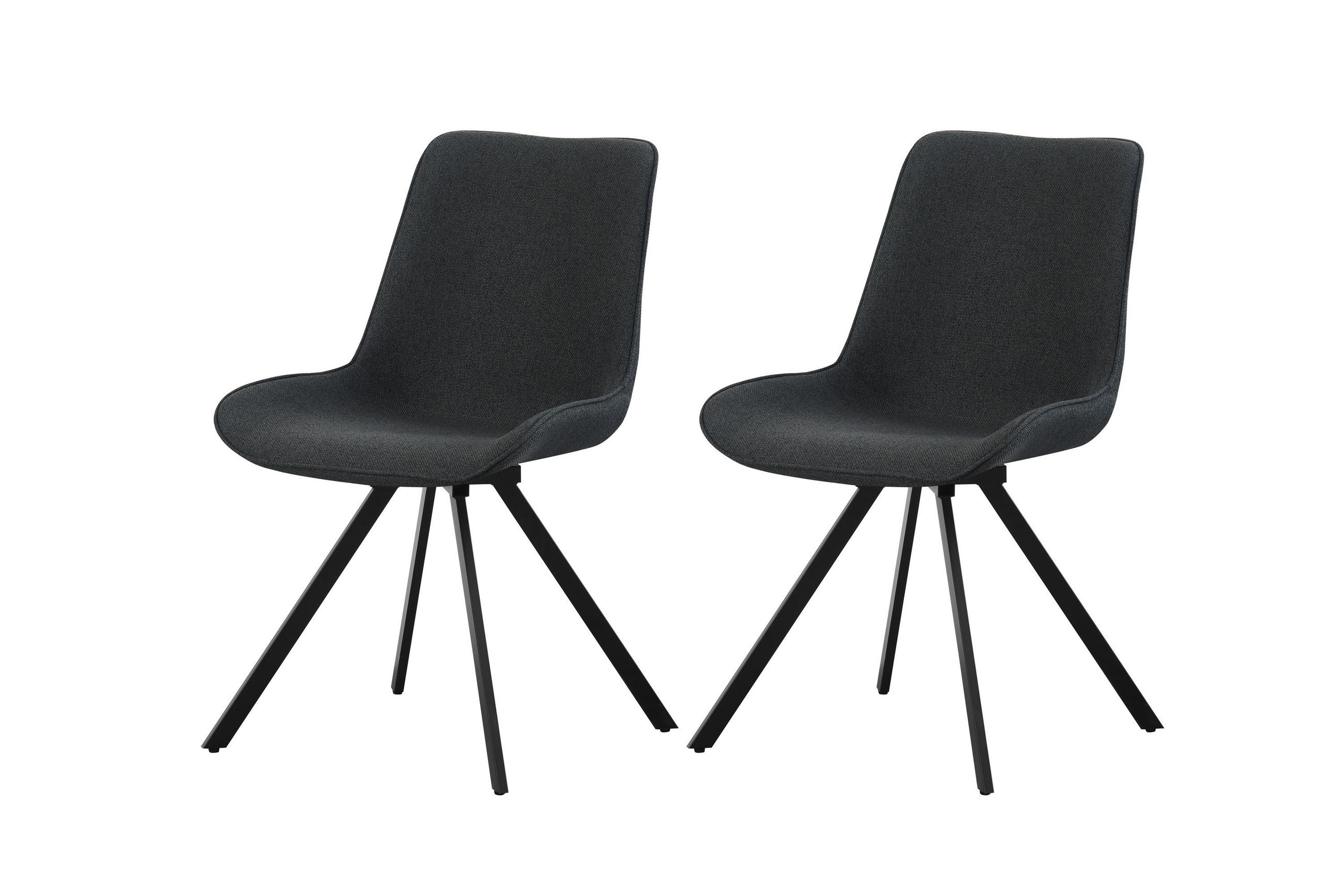 DREHSTUHL 2er Set Rio Stühle in Anthrazit - gemütliches Design - B/H/T: 52x85x61 cm - Anthrazit, Textil (61/85/52cm)