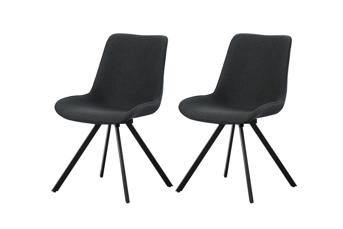 DREHSTUHL 2er Set Rio Stühle in Anthrazit - gemütliches Design - B/H/T: 52x85x61 cm - Anthrazit, Textil (61/85/52cm)