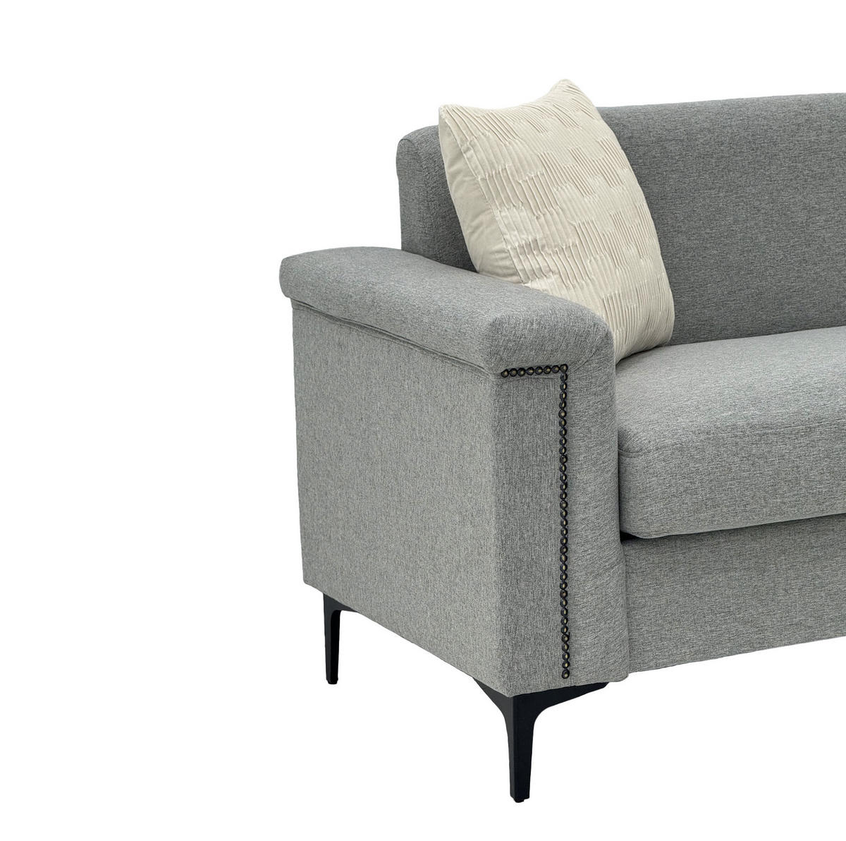 2-SITZER 172/72/82 cm hellgrau aus Polyester mit Federkern und Metallfüßen - Hellgrau, Textil (73.5/81.5/172cm) - OKWISH