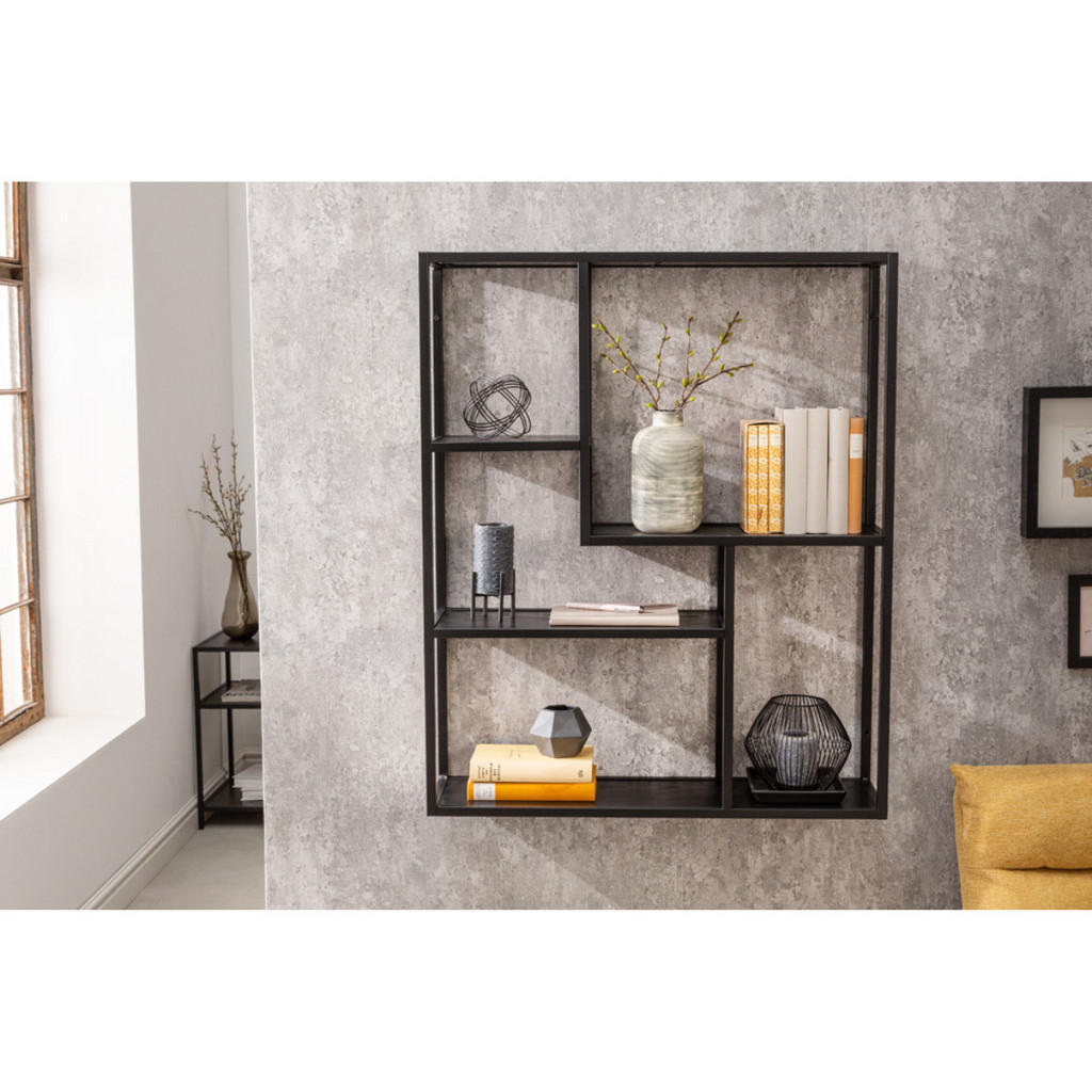 Thumbnail - riess-ambiente Wandregal, Schwarz, Holz, Metall, 75x91x20 cm, Wohnzimmer, Regale, Wandregale
