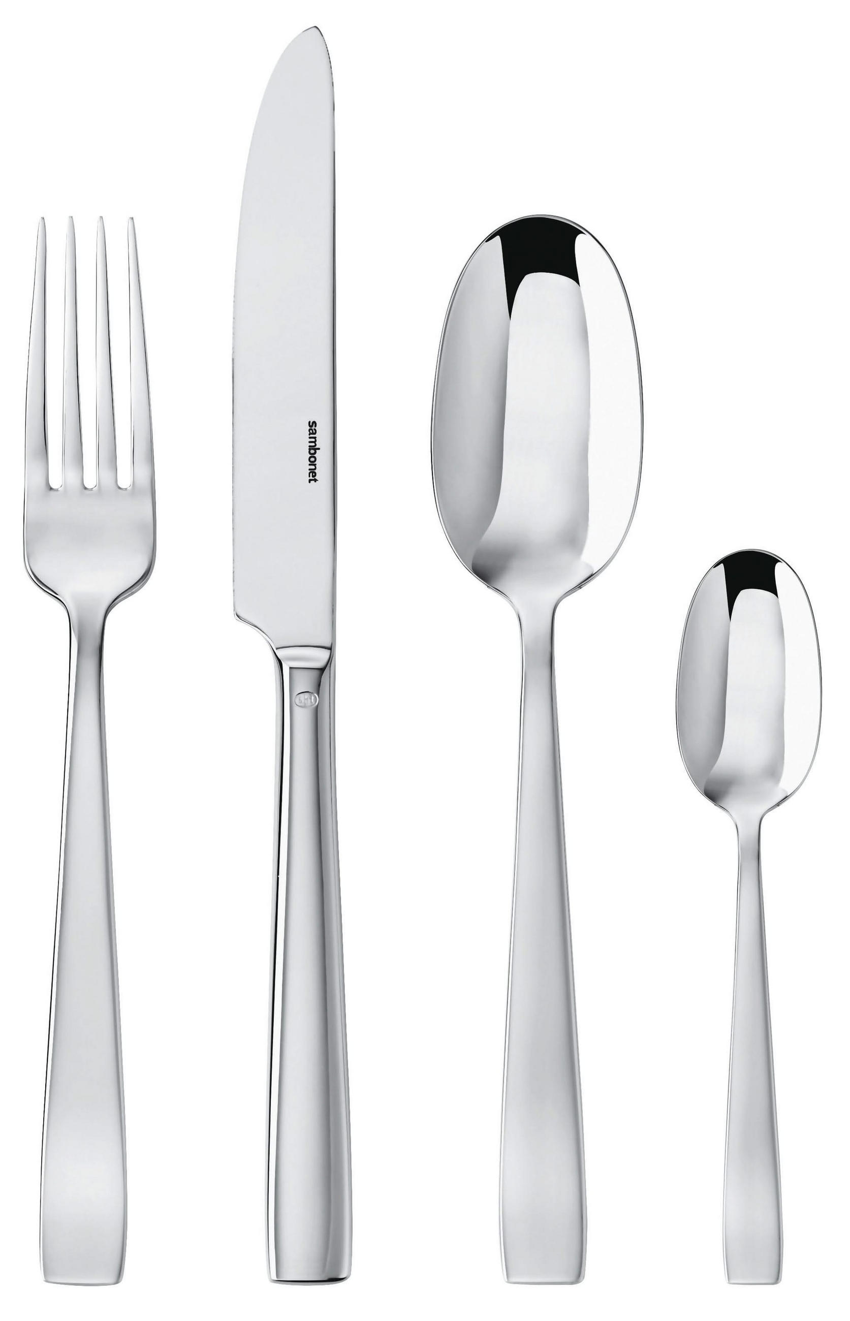 BESTECKSET Flat - Edelstahl - 24-teilig / 6 Personen - Silberfarben, Metall - Sambonet
