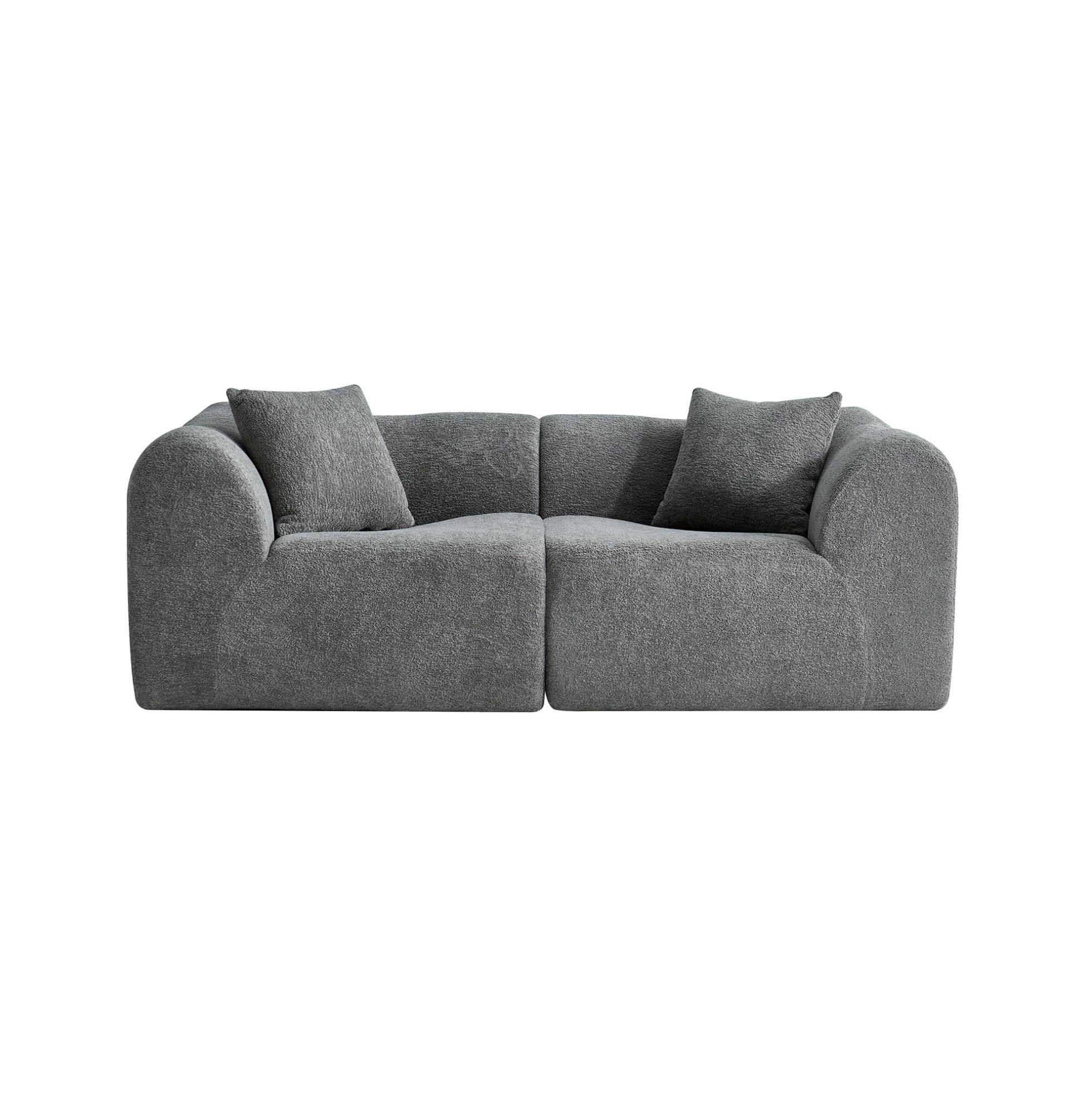 2-SITZER Sofa Samt mit Kissen und Anti-Rutsch-Pads 193/87/67 cm Grau - Grau, Textil (87/67/193cm) - Redom