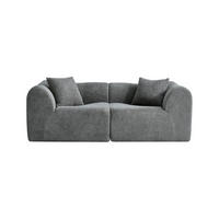 2-SITZER Sofa Samt mit Kissen und Anti-Rutsch-Pads 193/87/67 cm Grau - Grau, Textil (87/67/193cm) - Redom