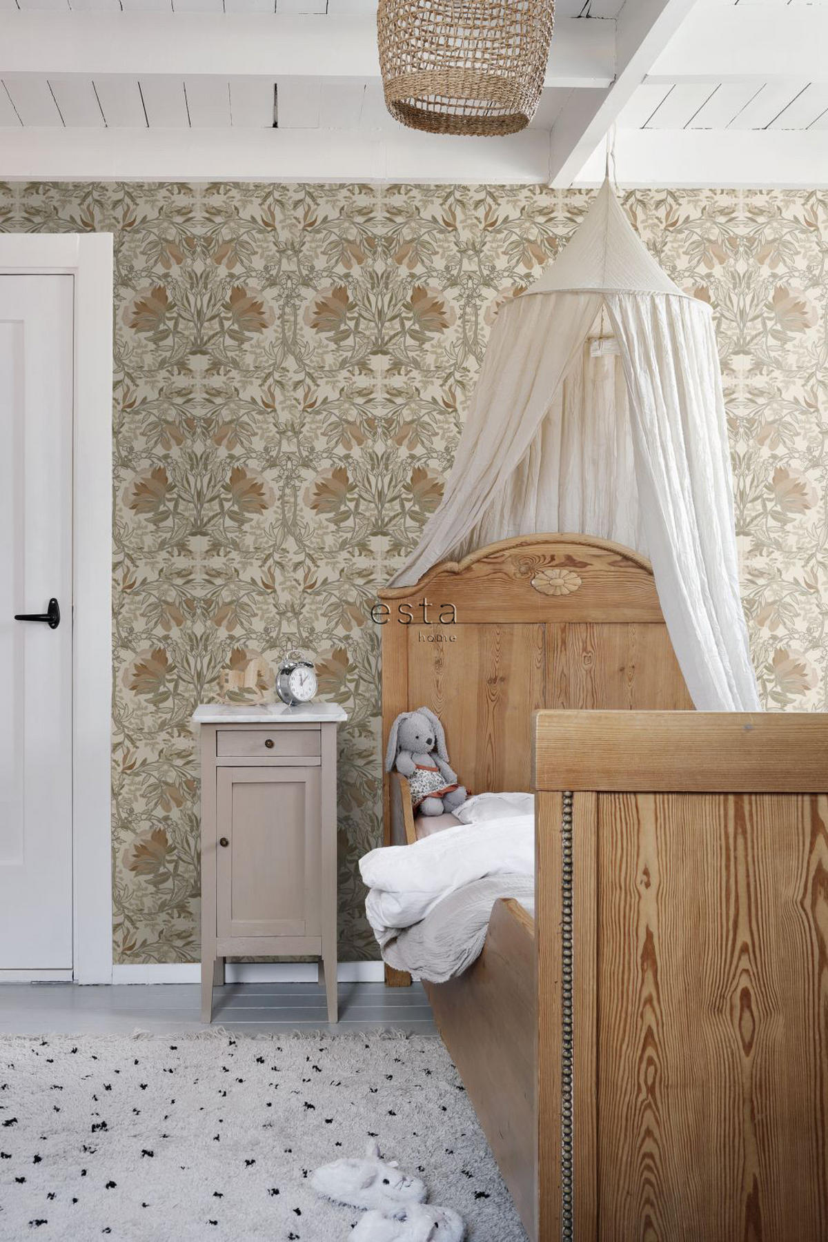 TAPETE Blumenmuster im Jugendstil 53 cm x 10.05 m - Beige, Papier (53/1000cm) - ESTAhome