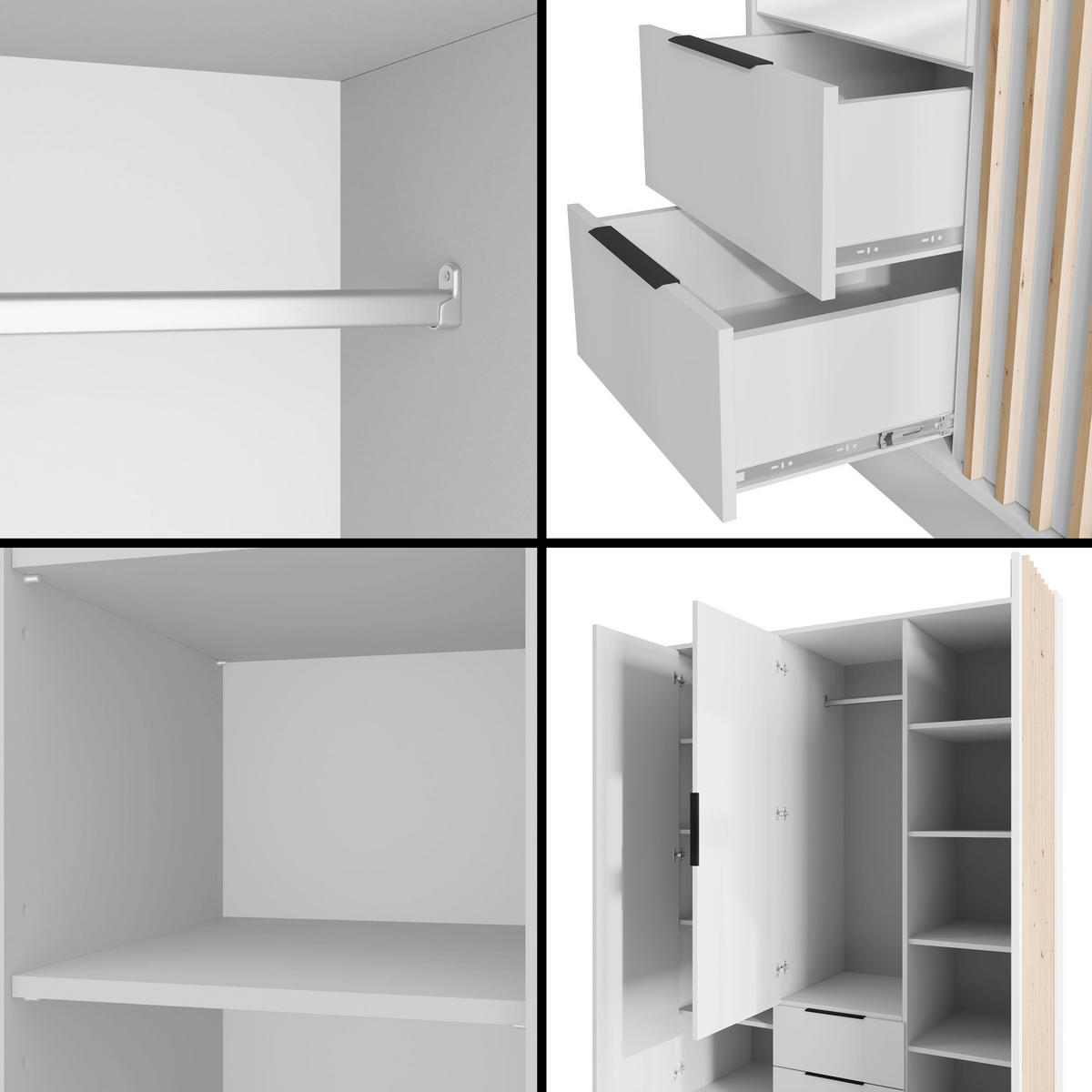 KLEIDERSCHRANK NELIA - 150 cm - Weiß/Eiche Artisan, Holzwerkstoff (150/200/51cm) - ALTDECOR