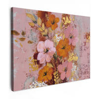 LEINWANDBILD Malerei - Blumen - Rustikal - Rosa Wandbilder 80x60 cm - Altrosa, Textil (80/60cm) - MuchoWow