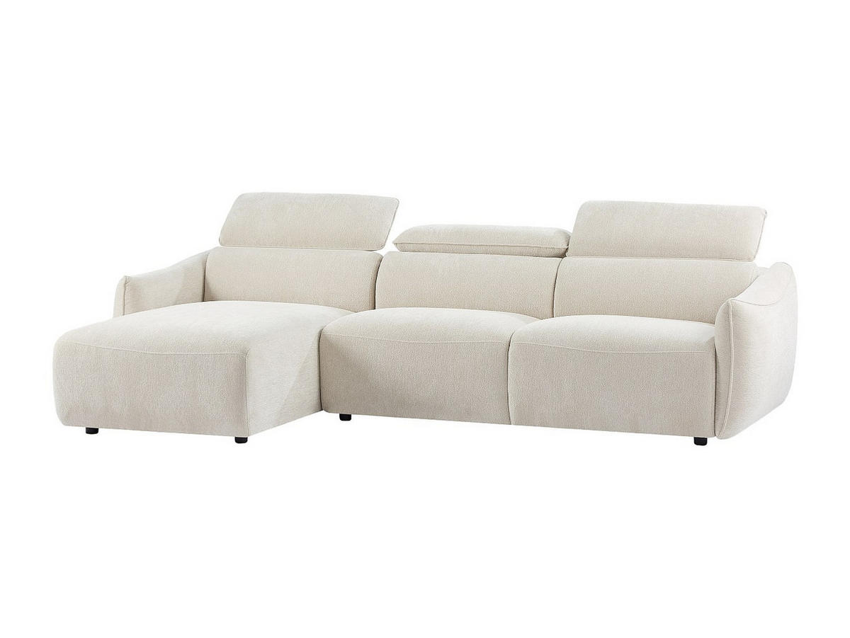 ECKSOFA links - Stoff - Beigefarbenes Chenille - TAZIZA - Beige, Textil (286/166cm) - Vente-Unique